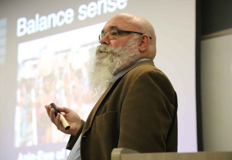 professor Brian Keely gives a lecture