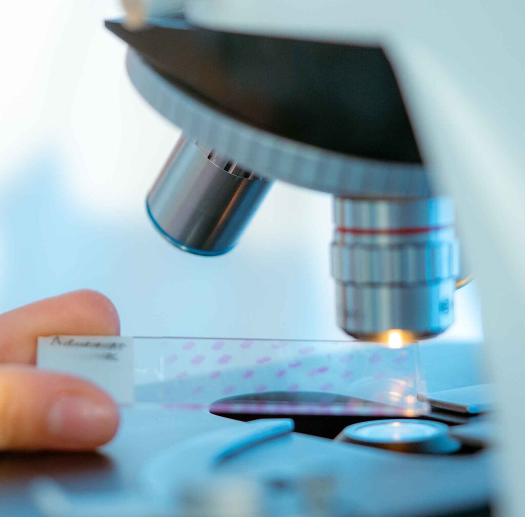 a upclose view of the base of a microscope