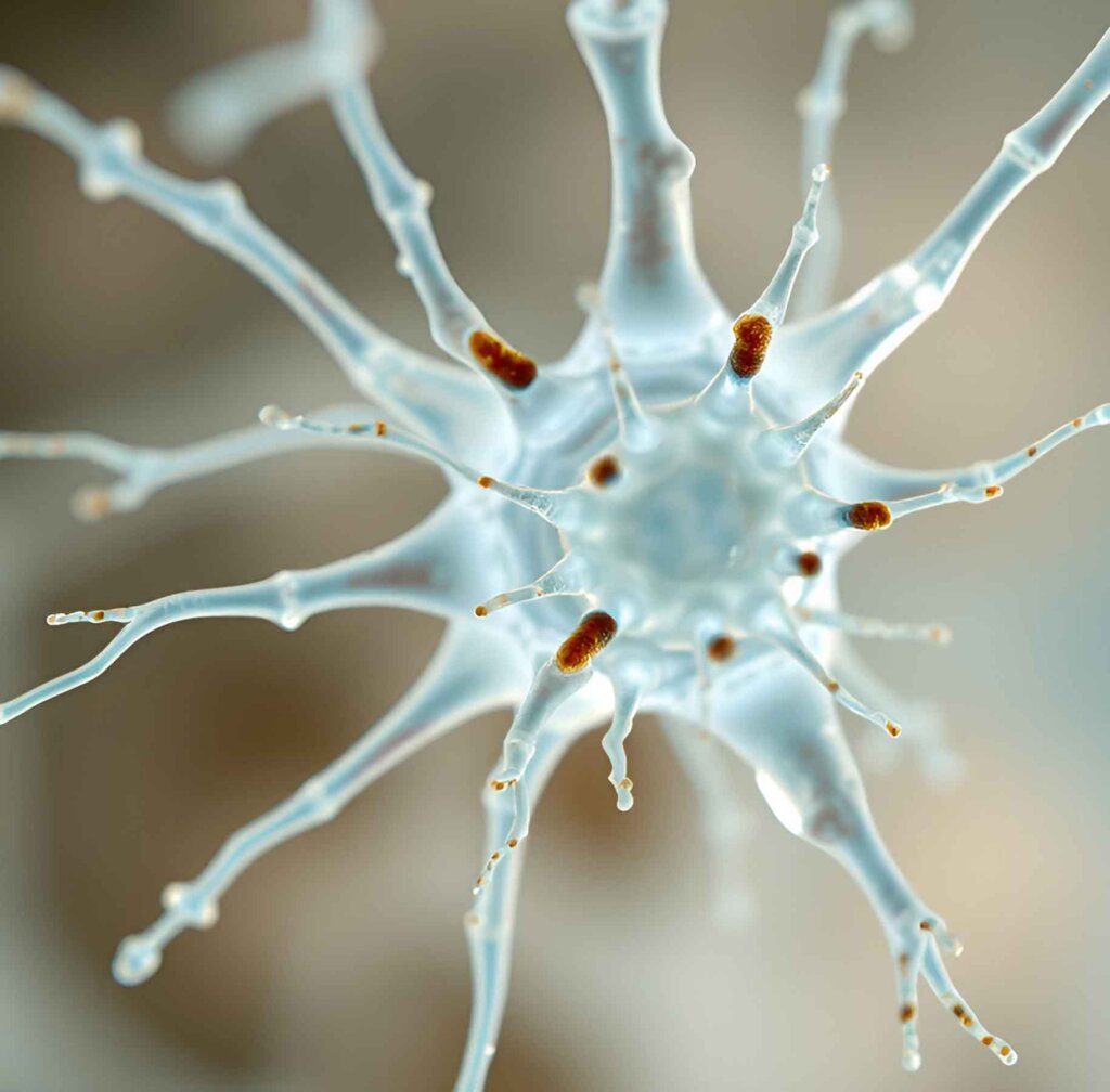 magnified view of a neuron