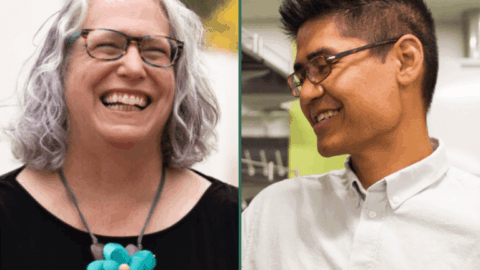 side by side portraits of Professors Purvis-Roberts (left); Chandrangsu (right)